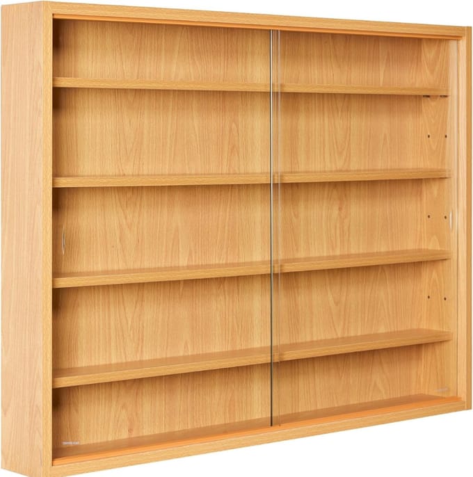 Zyrex® Vitrinekast met Glas - Vitrinekast Hangend - Vitrinekast - Bruin- 10cm x 80cm x 60cm