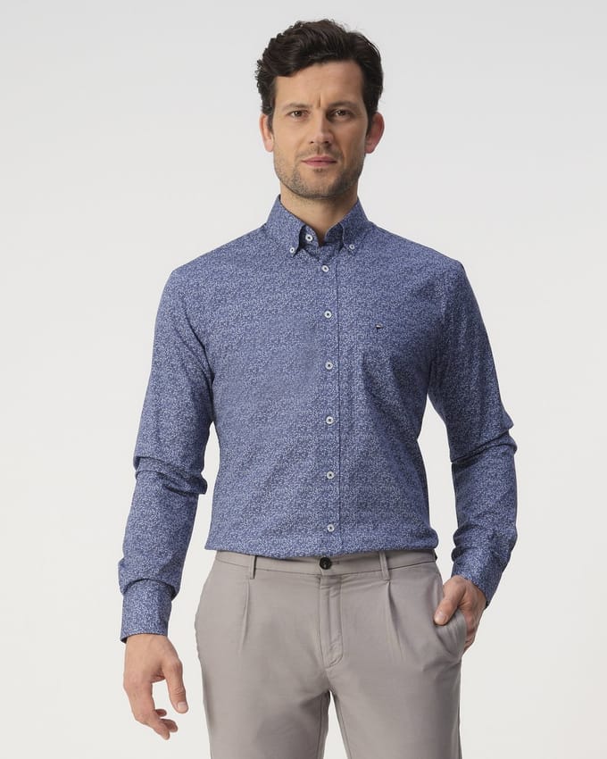 Campbell Casual Overhemd Donkerblauw Heren