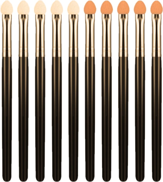 Igoods Oogschaduw Applicators - Oogschaduw Sticks - Oogschaduw Borstel Spons - Eyeliner Borstel - Make-up - Goud/Zwart - 10 Stuks