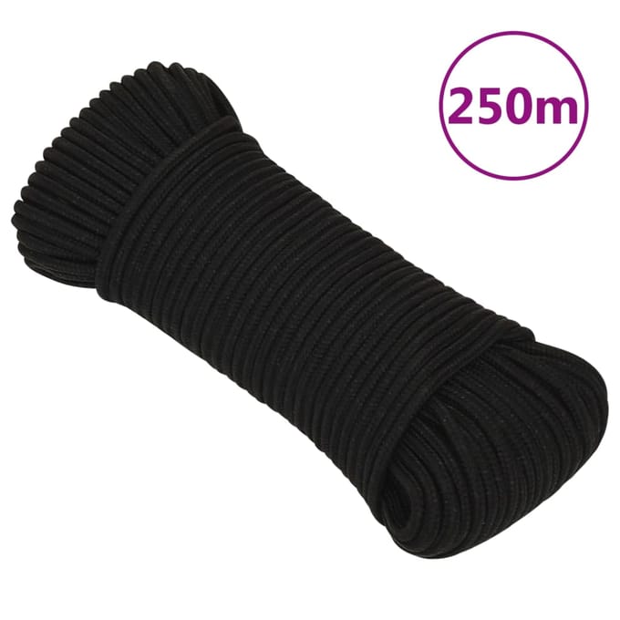 vidaXL - Werktouw - 3 - mm - 250 - m - polyester - zwart