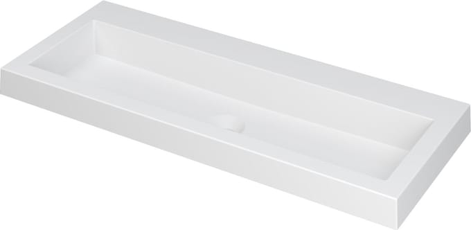 INK Dock wastafel polystone zonder kraangat 100x6x40cm, mat wit