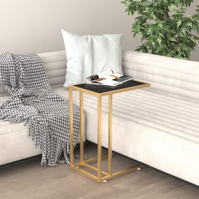 vidaXL - Computer - bijzettafel - 50x35x65 - cm - gehard - glas - zwart