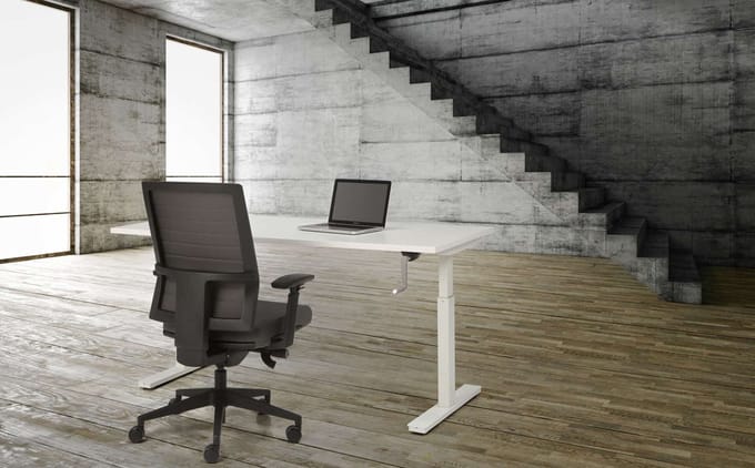 Bureau Teez Slinger zit/zit verstelbaar breed 140CM diep 80CM bladkleur Wit framekleur Wit (RAL9010)