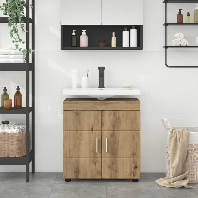 vidaXL - Badkamerkast - set - TULUM - Artisan - Eiken - 60 - x - 34 - x - 63 - cm