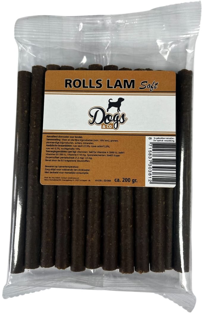 Dogs&Co Snack Rolls Lam 200gram - Honden verwen snacks