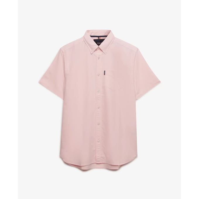 Superdry Essentials Oxford Overhemd met Korte Mouwen Pink Grootte: Xxl