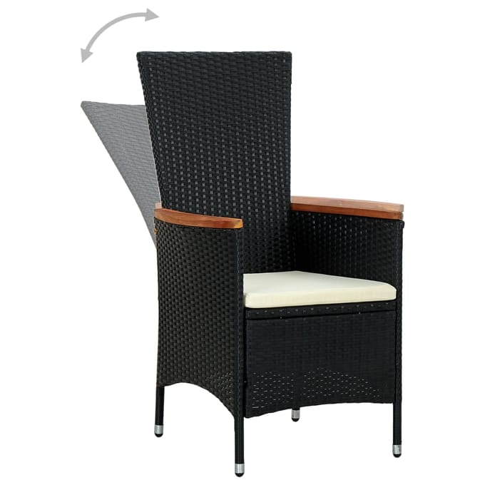 vidaXL - 7-delige - Tuinset - poly - rattan - acaciahout - zwart