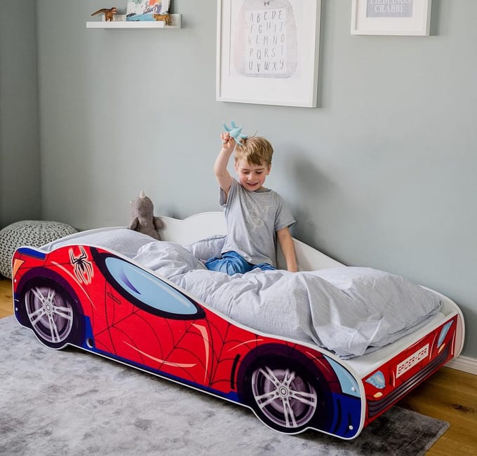 Kinderbed Auto Junior Bed met Optioneel Matras en Valbescherming
