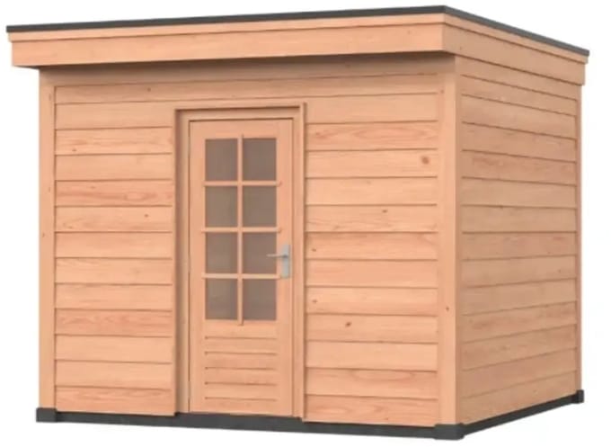 Douglas overkapping, 300 x 250, Met achterwand en schuur, Westwood Comfort Basic