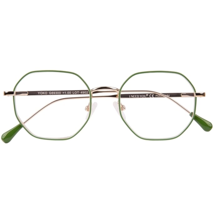 Leesbril I Need You Yoko +2.0 dpt groen-goud