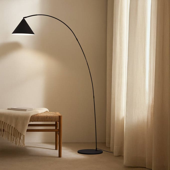 Lindby - vloerlamp - 1licht - Metaal - H: 195 cm - E27 - zwart, wit