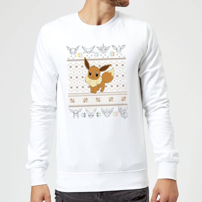Pokemon Eevee Christmas Jumper - White - XL