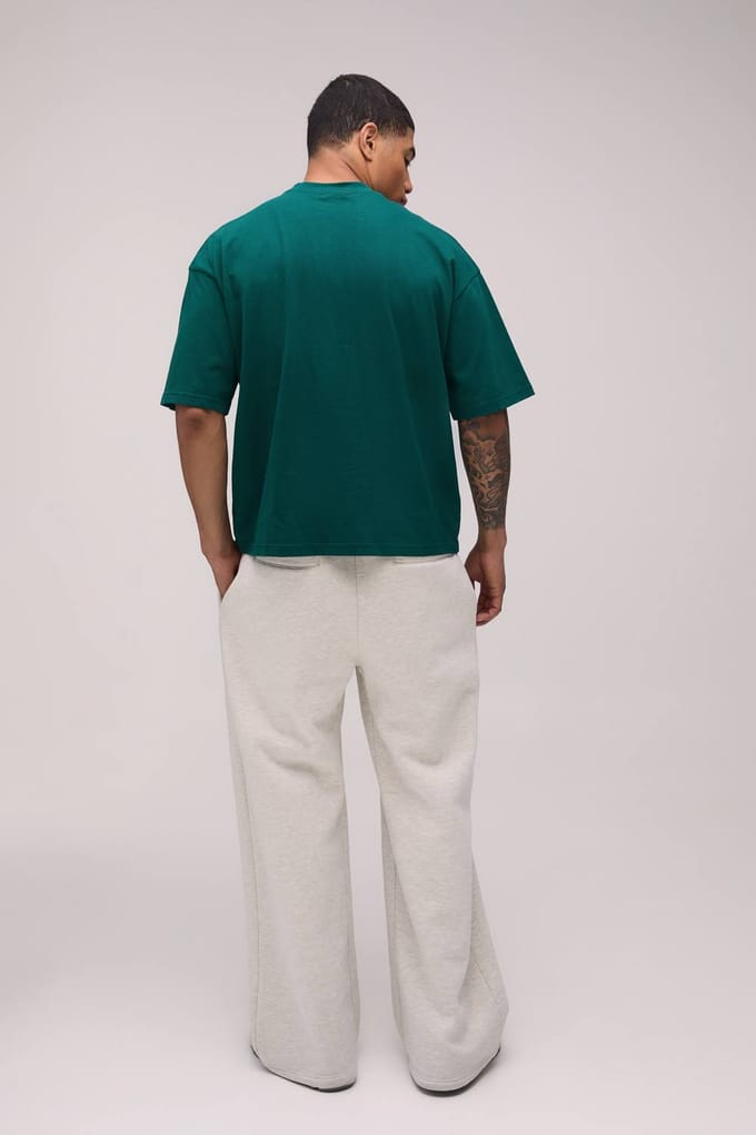 Oversized Zwaar Gewicht Verlengde Hals Boxy T-shirt Voor Heren | Forest | Size Large