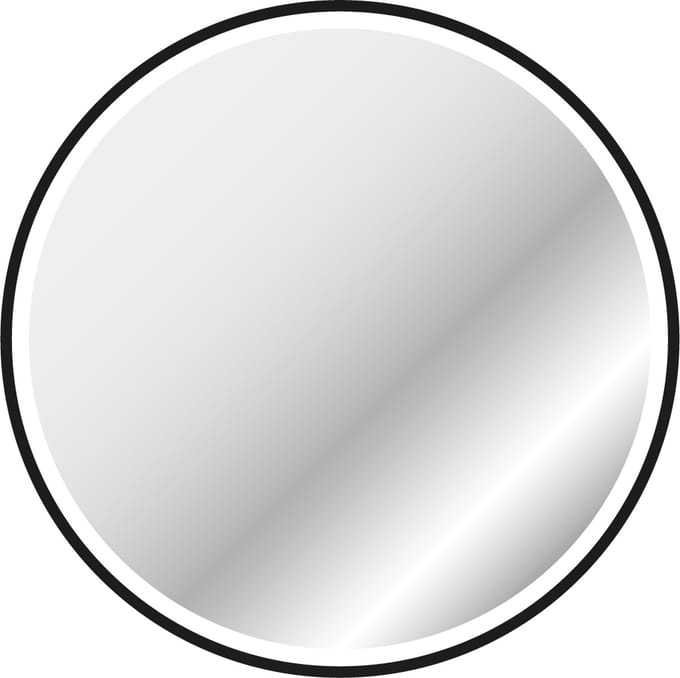 Miroir salle de bain ROND avec éclairage LED et contour noir - Diam 60cm
