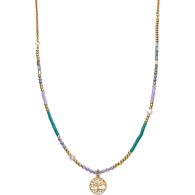 Luxeketting met Blauw Kristal 18k goud afwerking - Zorsi