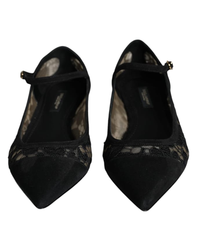 Dolce & Gabbana Zwarte Taormina Kanten Bellucci Ballerina's