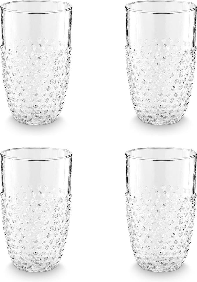 vtwonen Longdrinkglazen Dots - Glazen - Set van 4 Drinkglazen - Servies - 400 ml