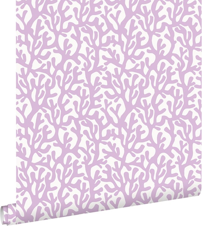 ESTAhome behang koraal paars en wit - 50 x 900 cm - 131011