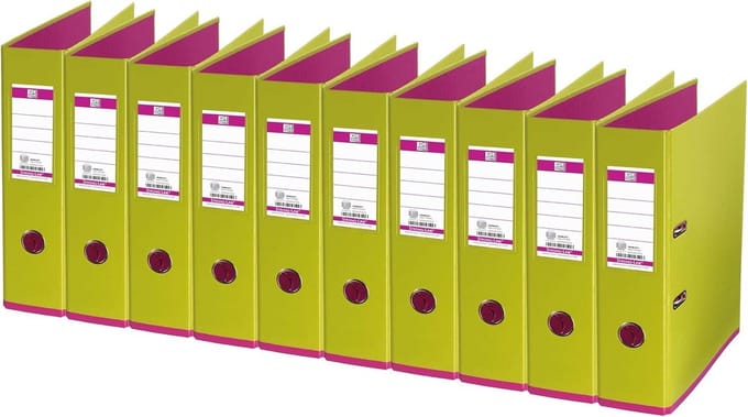 Ordner A4 Set van 10 Stuks in Lichtgroen en Roze - Robuuste Ringband voor Archivering