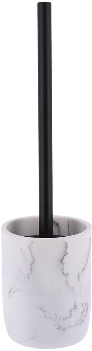 Tendance WC/Toiletborstel met houder - wit - marmer look - polyresin - 38 cm