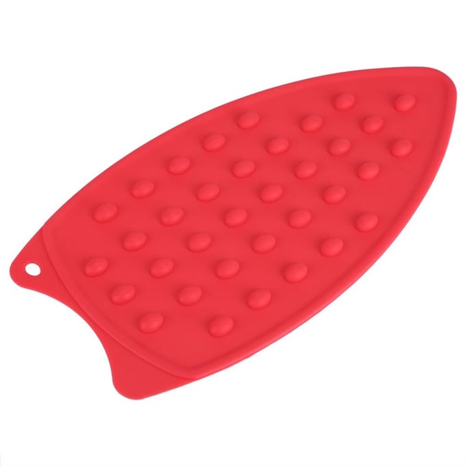 Dailygoods - Beugel voor Strijkijzer - Hittebestendig Silicone - Antislipzool - Rood - Compacte Opslag - Ideaal voor Plat IJzer