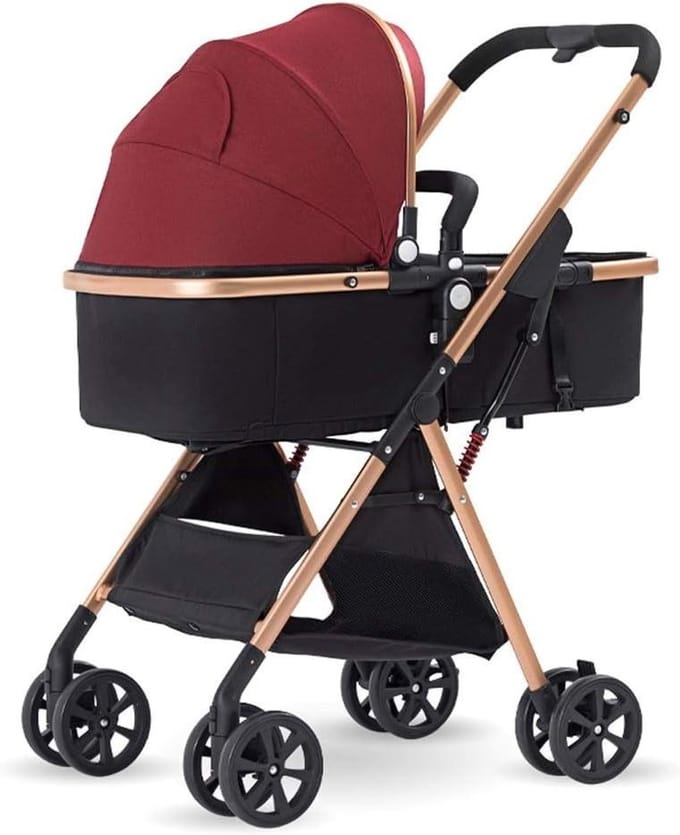 Compacte Kinderwagen - Opvouwbare Buggy - Reizen met baby - Drieweg ademend - 32x77x100cm - Rood