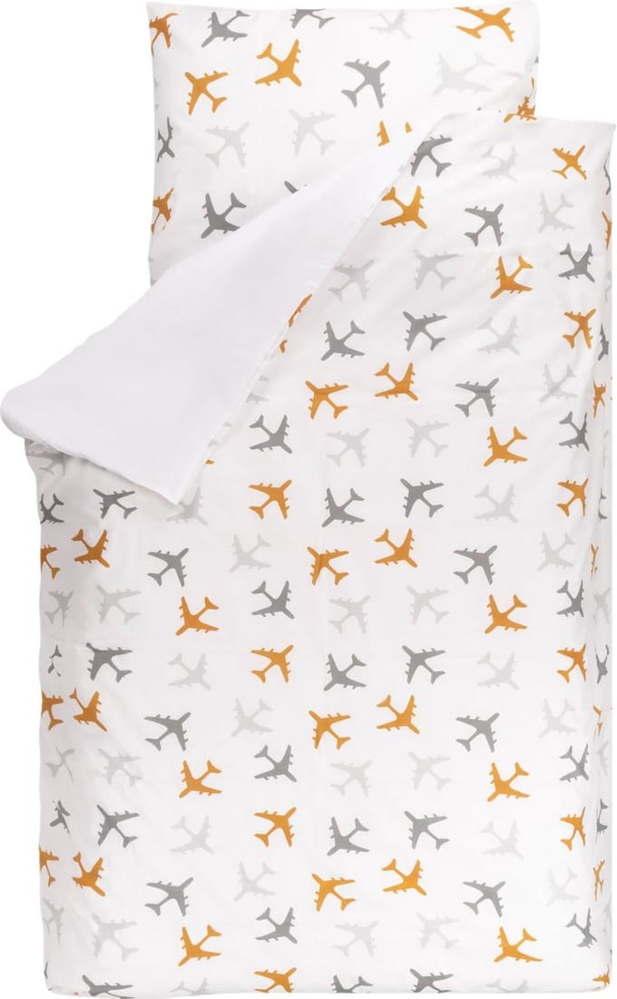 BINK Bedding Dekbedovertrek Planes Oker 1-persoons 140 x 200/220 cm (+ 1 kussensloop 60 x 70 cm)