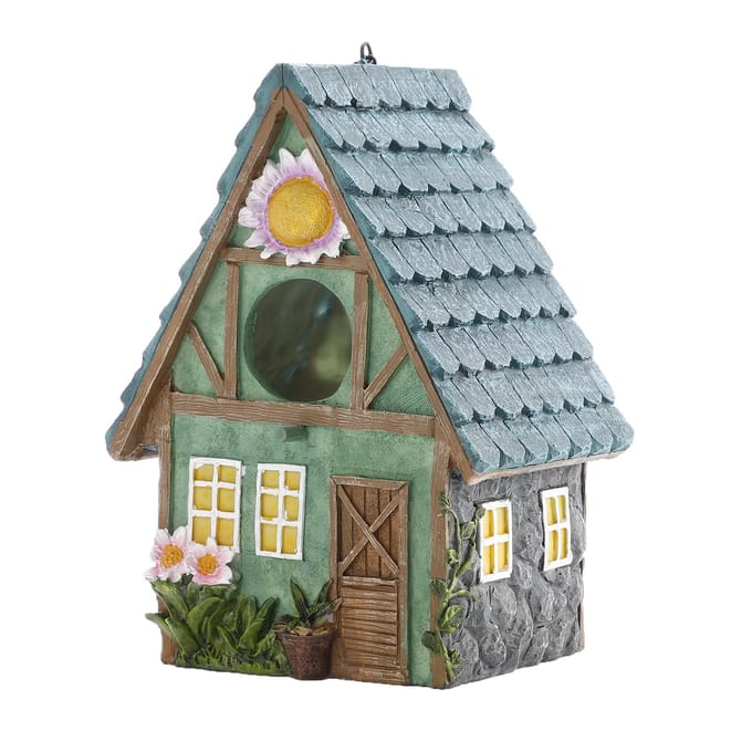 Vogelhuisje Vogelnest Hars Decoratie Vogelhuisje Beeld Tuindecoratie gray
