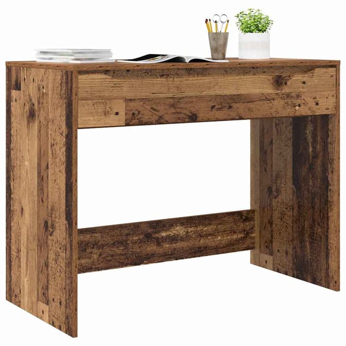 vidaXL - Bureau - met - lade - Oudhout - 100 - x - 50 - x - 78 - cm - Geconstrueerd - hout