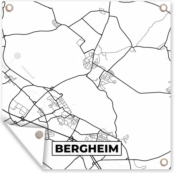 Tuindoek Kaart - Plattegrond - Bergheim - Stadskaart - 100x100 cm
