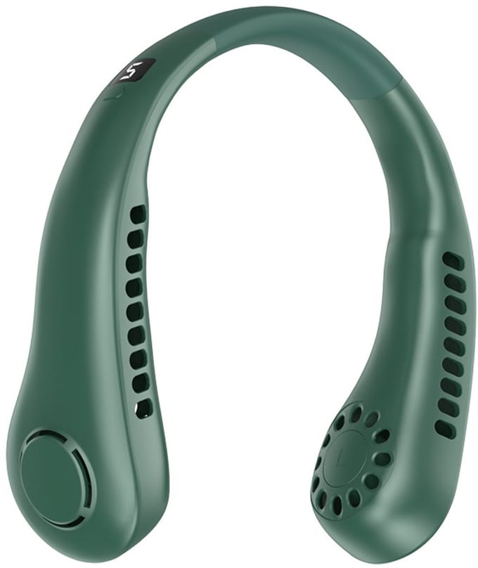 Draagbare nekventilator, 5000 mAh, USB oplaadbaar, persoonlijke nekventilator, 5 snelheden (groen)