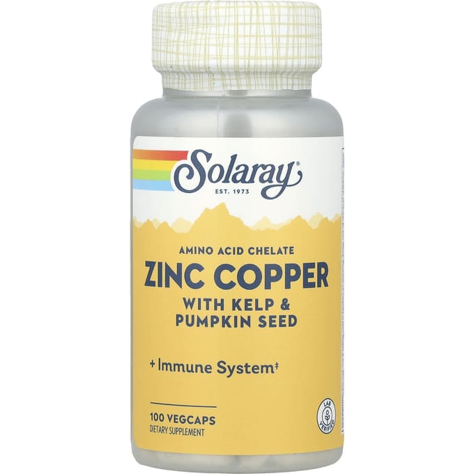 Zink Koper, Zeewier en Pompoenpit, 100 Veggie Capsules