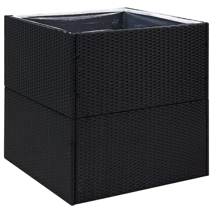 vidaXL - Plantenbak - 80x80x80 - cm - poly - rattan - zwart