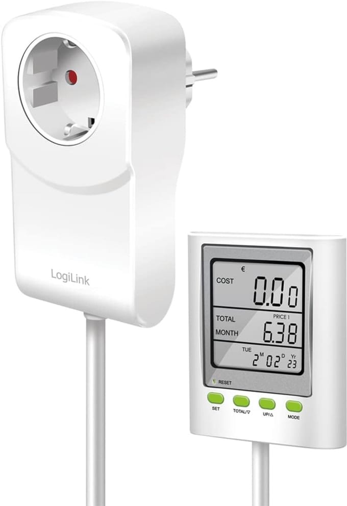 Energiekostenmeter met CO2-berekening en verlengkabel