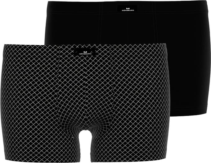 Gotzburg heren boxer normale lengte (2-pack) - zwart geruit