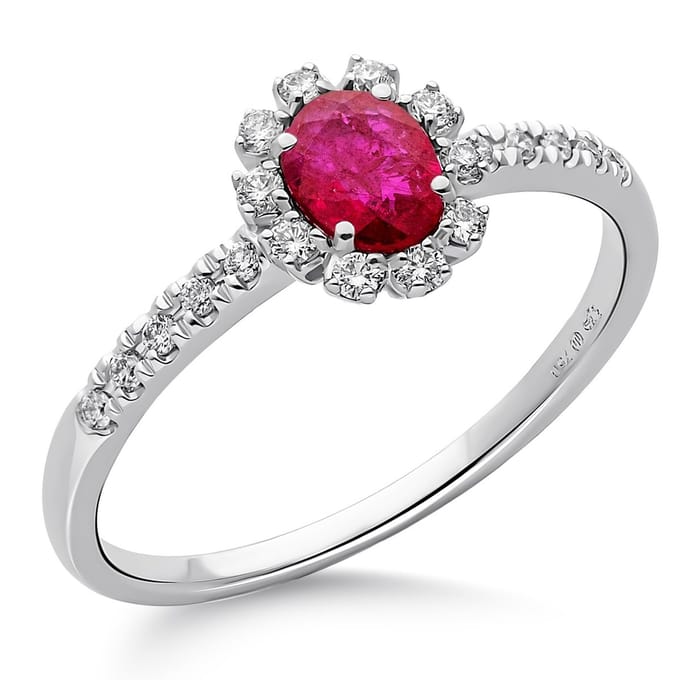 Orphelia RD-3928/RU/60 - Ring - Goud 18 kt - Diamant 0.14 ct / Robijn 0.43 ct - 19.00 mm / maat 60