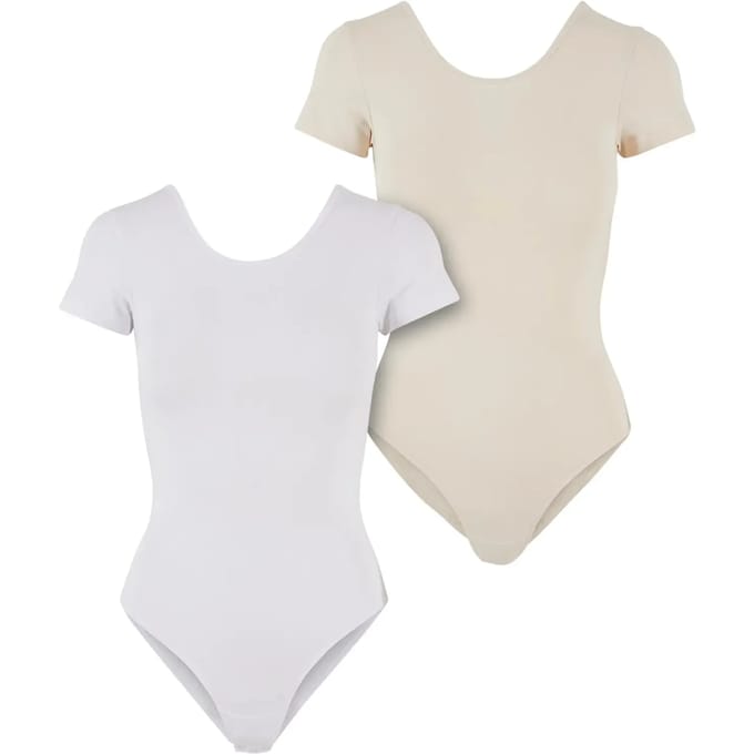 Urban Classics - Organic Stretch Jersey 2Pack Bodysuit - 3XL - Wit/Beige