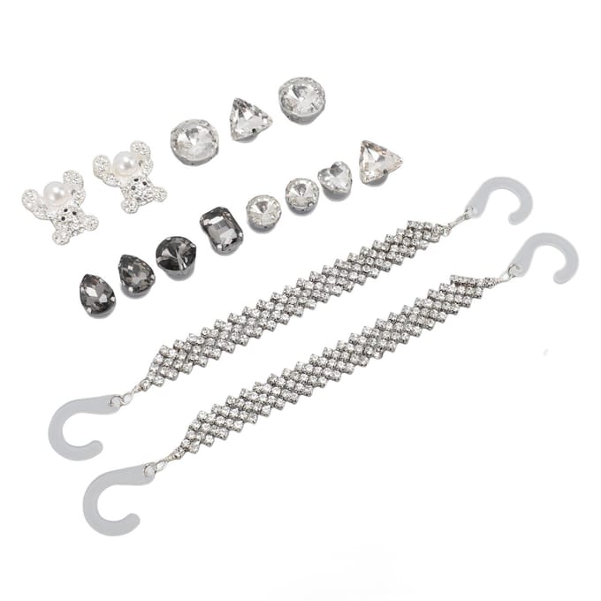 15 stuks Bling Schoenaccessoires Plastic Legering Sprankelend Eenvoudig te Installeren Duurzaam Gat Schoen Decoraties white