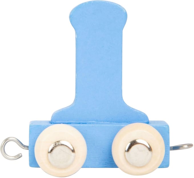 Small Foot - Houten Lettertrein Blauw - I - 12 stuks