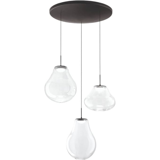 Fabas Luce LED hanglamp Deva, 3-lamps, Ø 50 cm, helder, CCT, dimbaar
