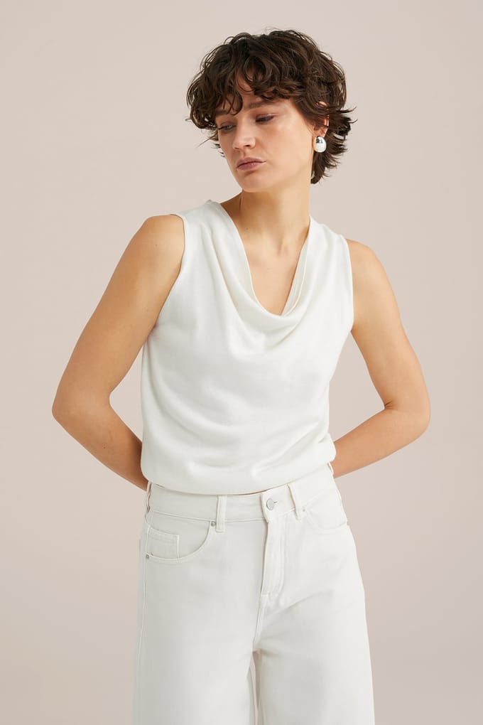 WE Fashion Knitted Pullover White Taglia: M | Canottiere Outlet | Donna | Bianco