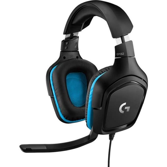Logitech Gaming G432 Over Ear headset Kabel 7.1 Surround Zwart, Blauw Volumeregeling, Microfoon uitschakelbaar (mute) Gamen