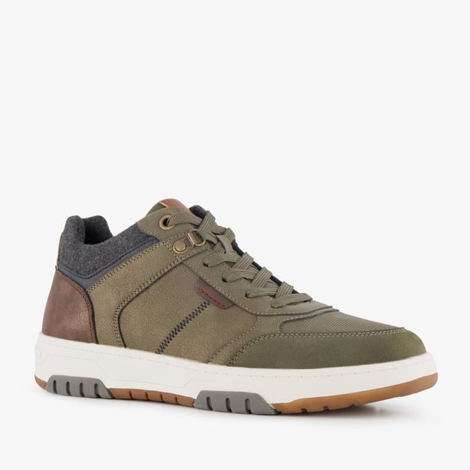 Blue Box hoge heren sneakers groen cognac - Maat 45 - Uitneembare zool