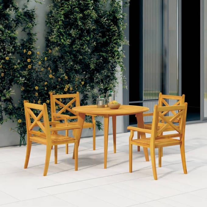 vidaXL - 5-delige - Tuinset - massief - acaciahout