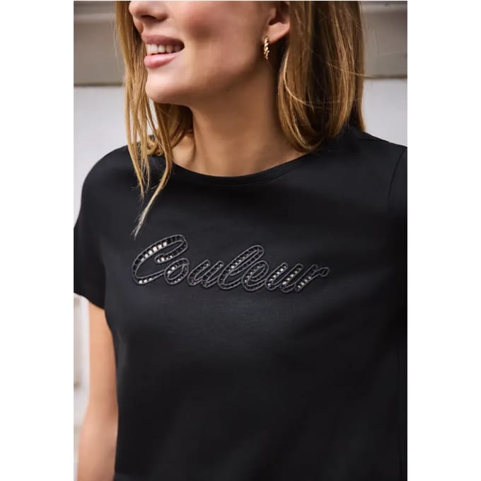 Shirt met korte mouwen en emboidery tekst