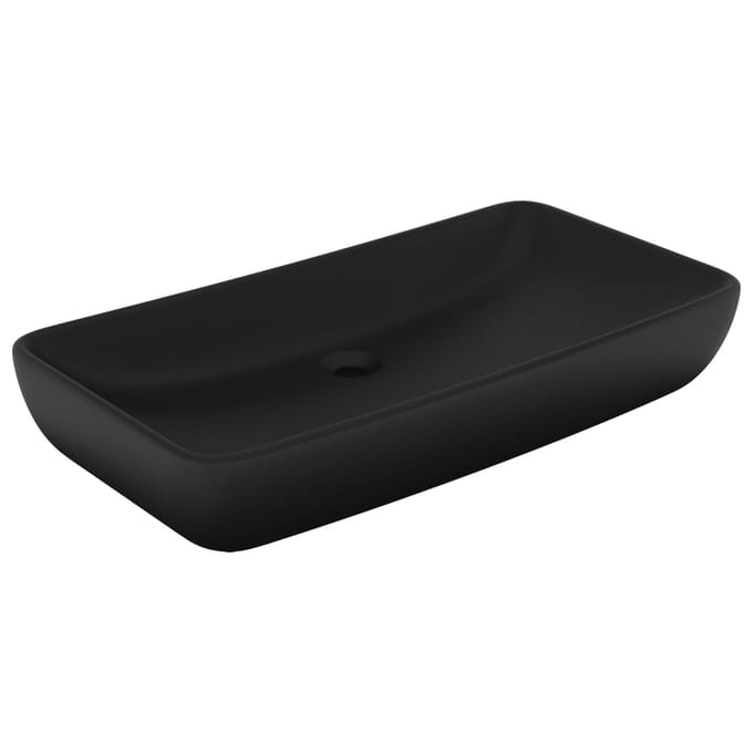 vidaXL - Wastafel - rechthoekig - 71x38 - cm - keramiek - matzwart