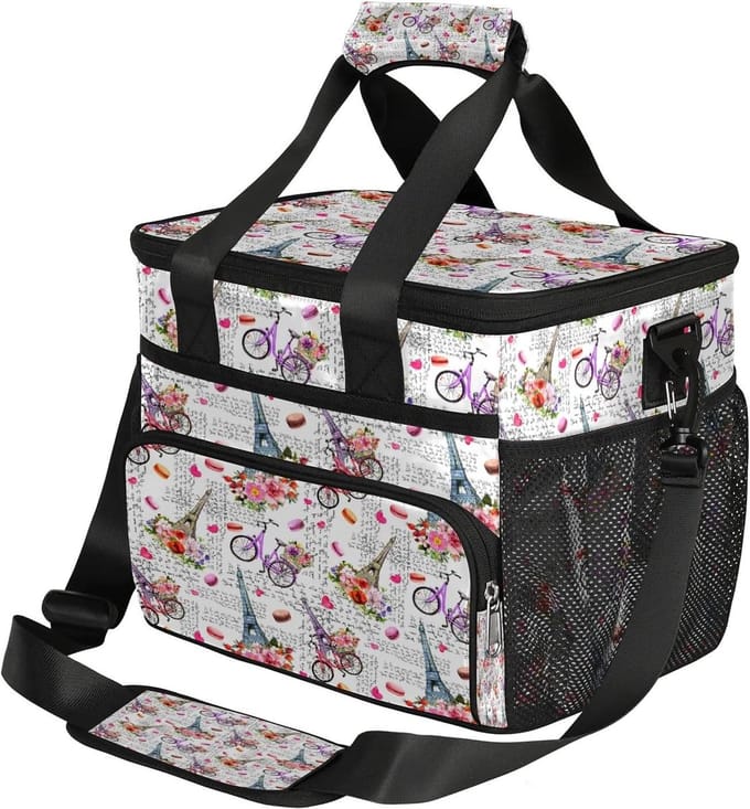 Fietstas met Eiffeltoren - Grote lunchtas - Picknick en Reizen - Thermisch Geïsoleerd - 22 x 305 x 255 cm