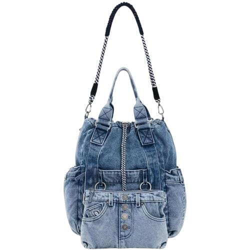 Desigual rugzak handtas Jackdenim Globe Backpack Denim Raw blauw