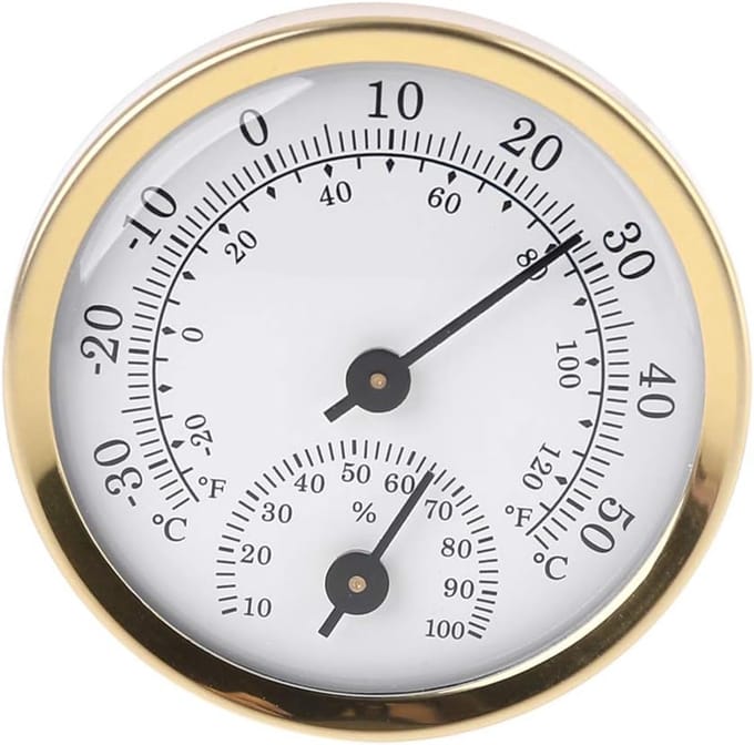 Analoge Binnen- en Buitenlucht- en Vochtigheidsmeter 58mm