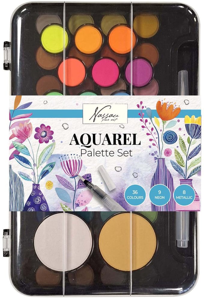 Creative Craft Group aquarel verfset kind 36 kleuren palet penseel.